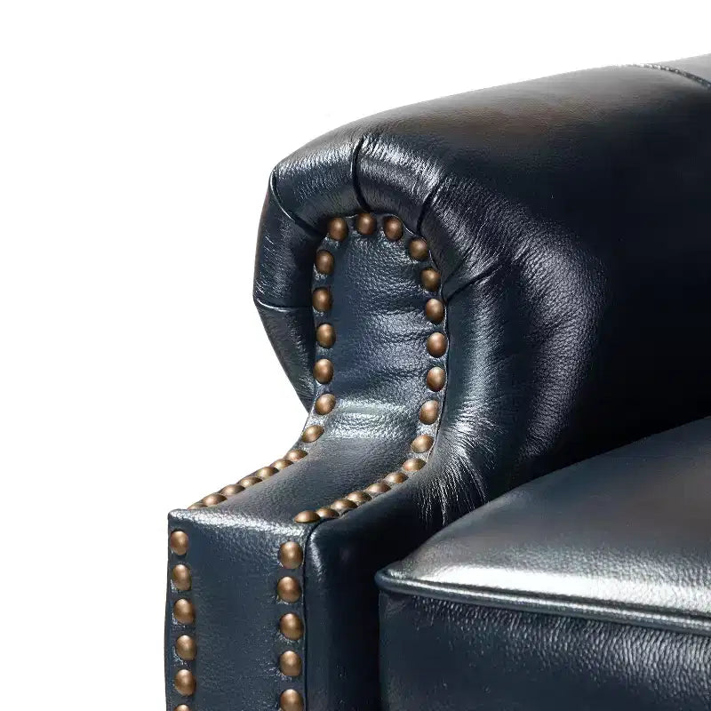 Fauteuil inclinable moderne en cuir véritable avec garniture de clous décoratifs de style vintage pour le salon et la chambre à coucher