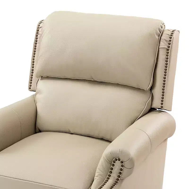 Fauteuil inclinable moderne en cuir véritable avec garniture de clous décoratifs de style vintage pour le salon et la chambre à coucher