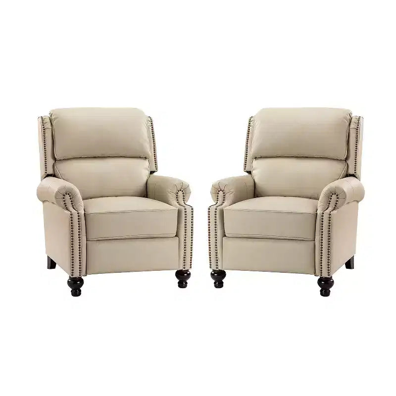 Fauteuil inclinable moderne en cuir véritable avec garniture de clous décoratifs de style vintage pour le salon et la chambre à coucher