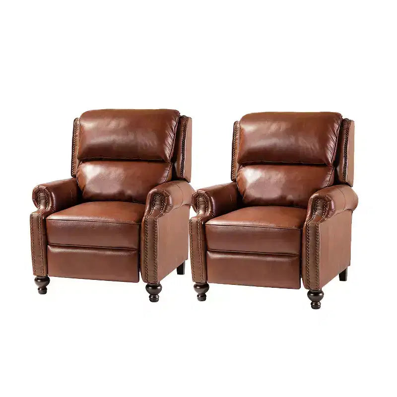 Fauteuil inclinable moderne en cuir véritable avec garniture de clous décoratifs de style vintage pour le salon et la chambre à coucher