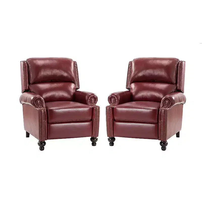 Fauteuil inclinable moderne en cuir véritable avec garniture de clous décoratifs de style vintage pour le salon et la chambre à coucher