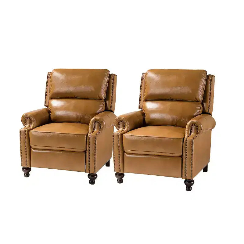 Fauteuil inclinable moderne en cuir véritable avec garniture de clous décoratifs de style vintage pour le salon et la chambre à coucher