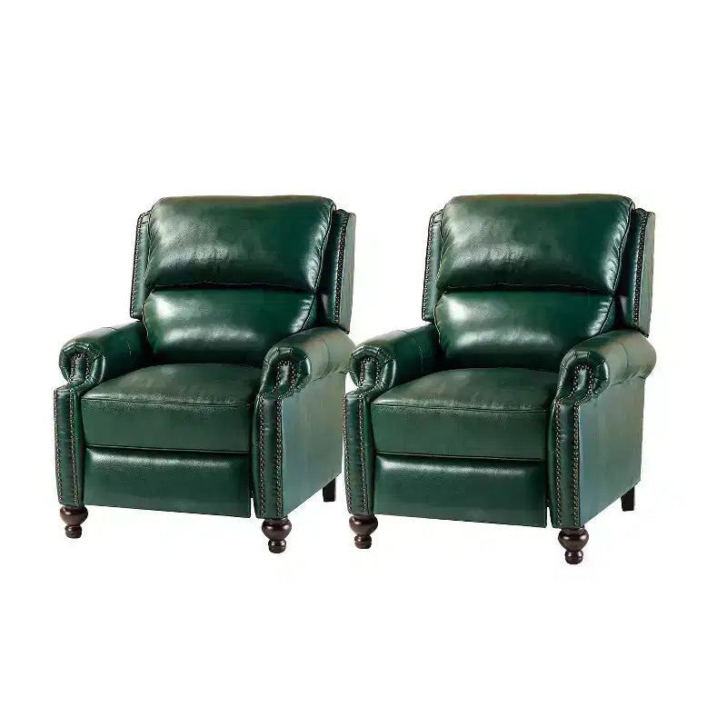 Fauteuil inclinable moderne en cuir véritable avec garniture de clous décoratifs de style vintage pour le salon et la chambre à coucher