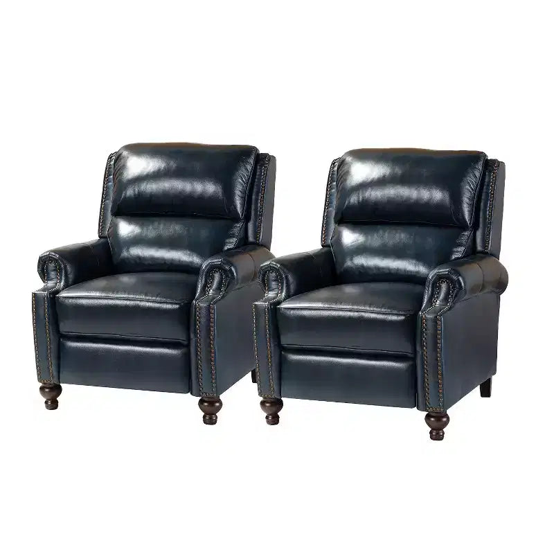 Fauteuil inclinable moderne en cuir véritable avec garniture de clous décoratifs de style vintage pour le salon et la chambre à coucher