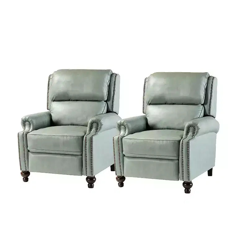 Fauteuil inclinable moderne en cuir véritable avec garniture de clous décoratifs de style vintage pour le salon et la chambre à coucher