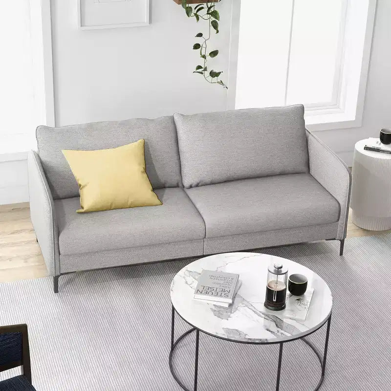 Canapé 2 places de 76 po pour salon, appartement, dortoir avec pieds en métal gris