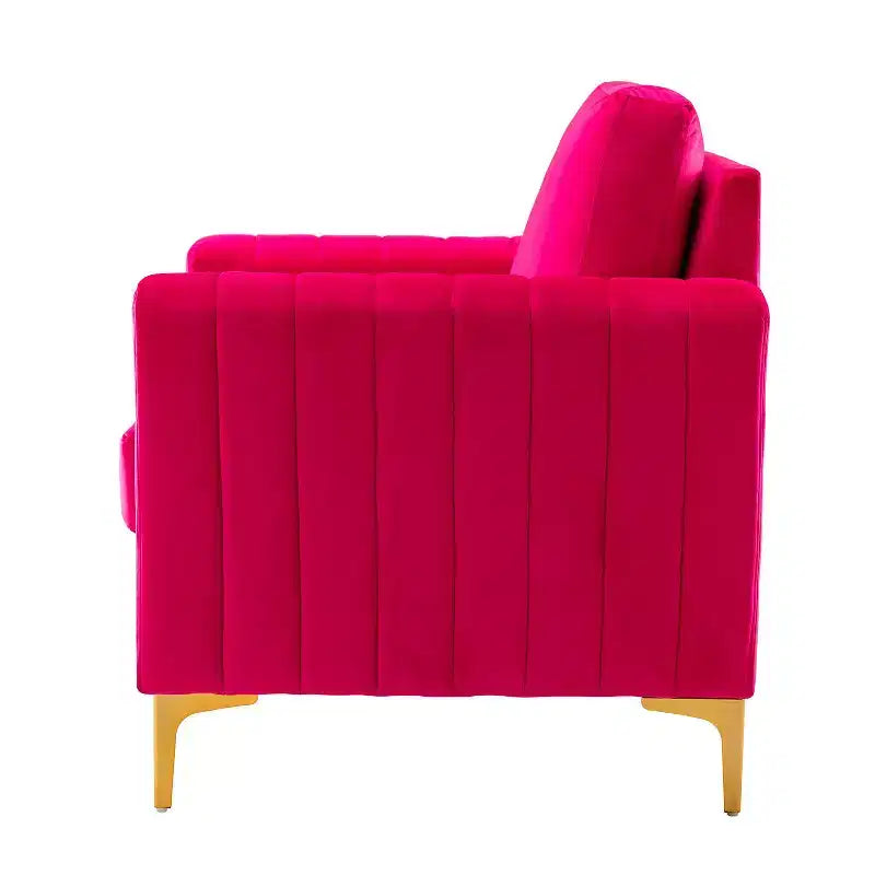 Fauteuil de club contemporain rembourré en bois capitonné avec pieds en métal pour chambre à coucher