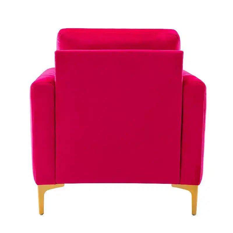 Fauteuil de club contemporain rembourré en bois capitonné avec pieds en métal pour chambre à coucher