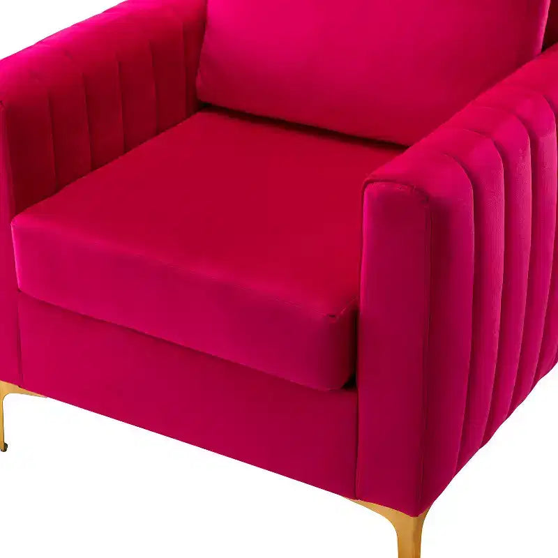 Fauteuil de club contemporain rembourré en bois capitonné avec pieds en métal pour chambre à coucher