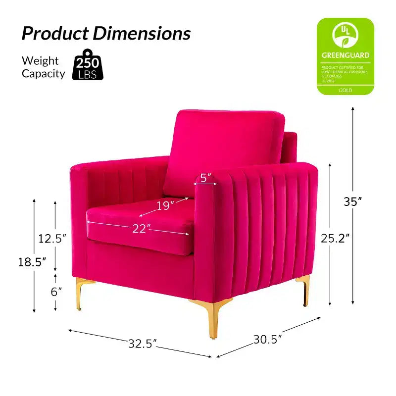 Fauteuil de club contemporain rembourré en bois capitonné avec pieds en métal pour chambre à coucher