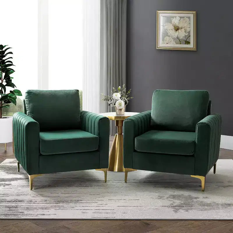 Fauteuil de club contemporain rembourré en bois capitonné avec pieds en métal pour chambre à coucher