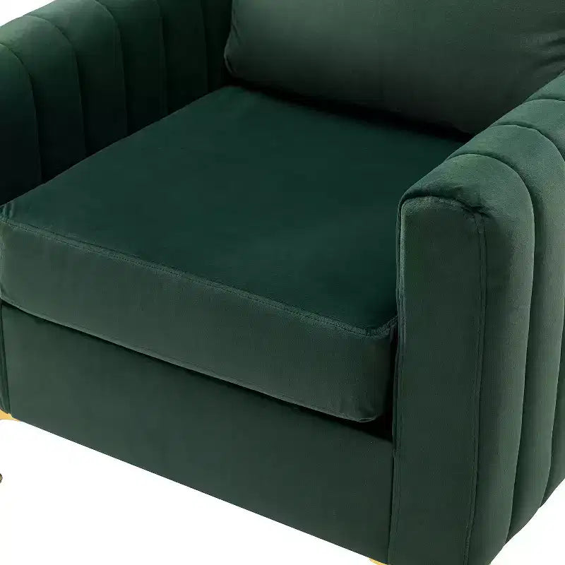 Fauteuil de club contemporain rembourré en bois capitonné avec pieds en métal pour chambre à coucher