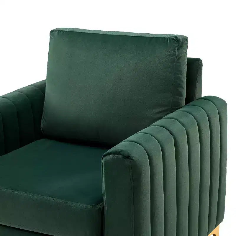 Fauteuil de club contemporain rembourré en bois capitonné avec pieds en métal pour chambre à coucher