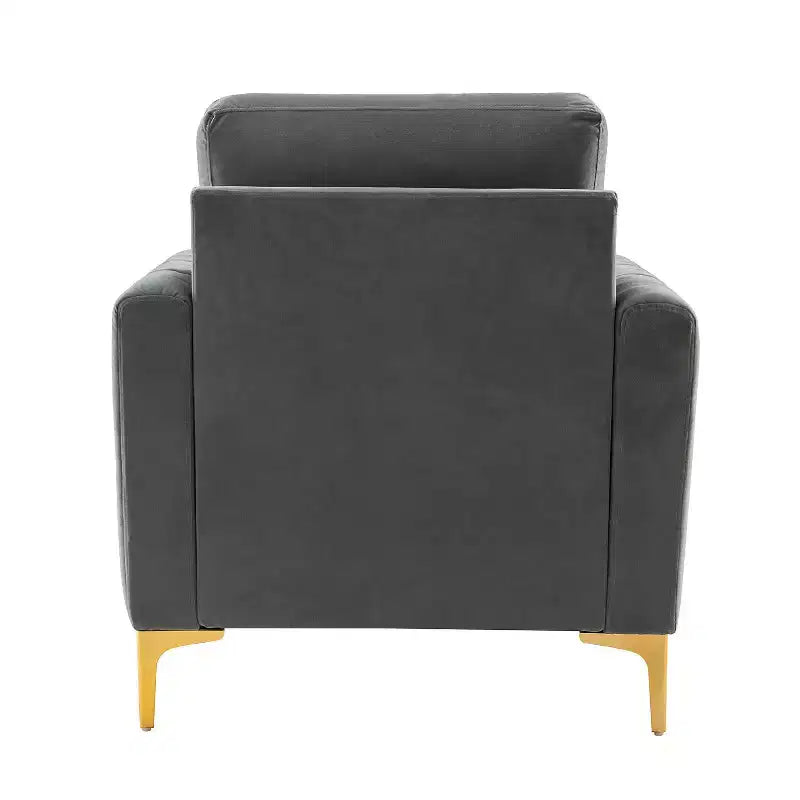 Fauteuil de club contemporain rembourré en bois capitonné avec pieds en métal pour chambre à coucher