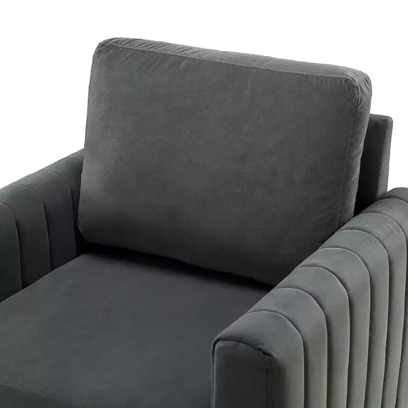 Fauteuil de club contemporain rembourré en bois capitonné avec pieds en métal pour chambre à coucher