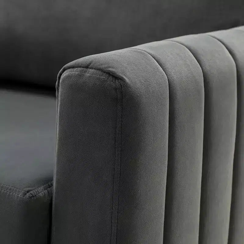 Fauteuil de club contemporain rembourré en bois capitonné avec pieds en métal pour chambre à coucher