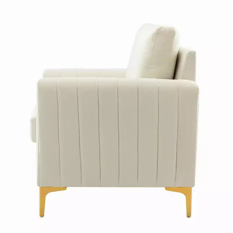 Fauteuil de club contemporain rembourré en bois capitonné avec pieds en métal pour chambre à coucher