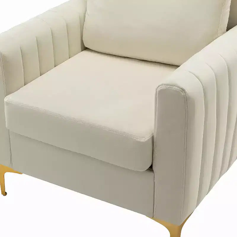 Fauteuil de club contemporain rembourré en bois capitonné avec pieds en métal pour chambre à coucher