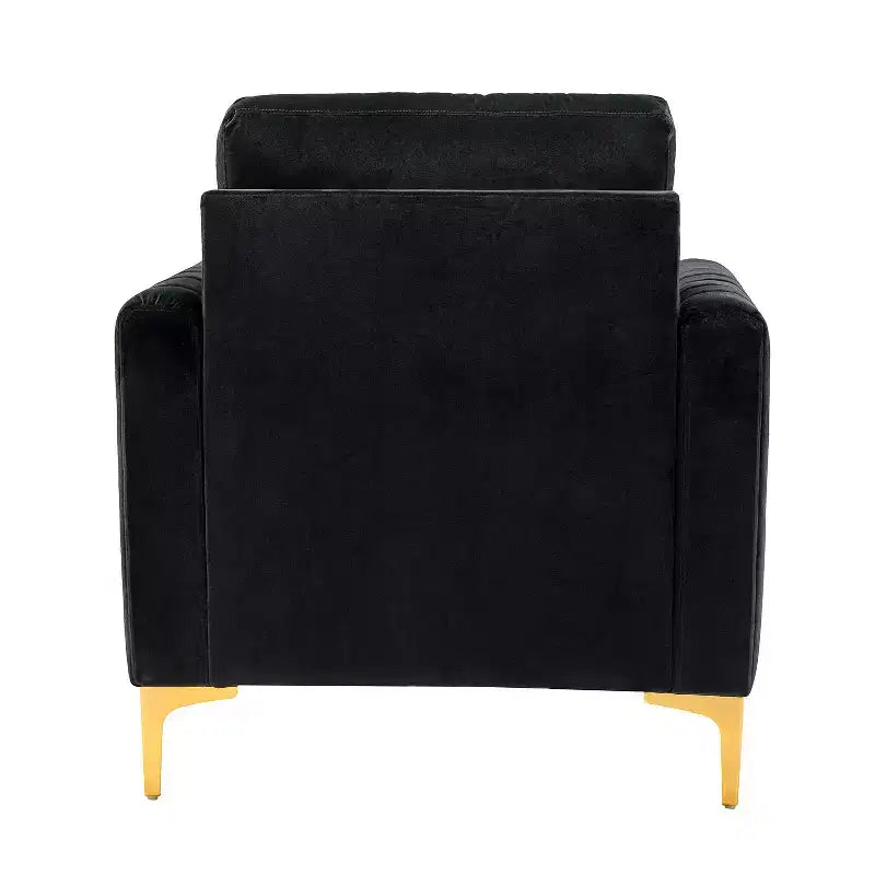 Fauteuil de club contemporain rembourré en bois capitonné avec pieds en métal pour chambre à coucher