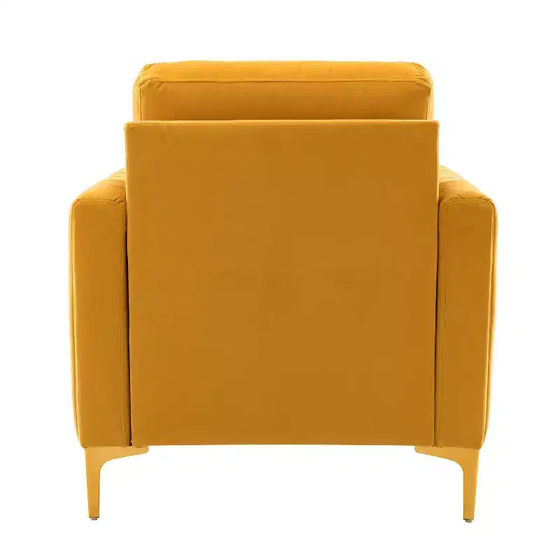 Fauteuil de club contemporain rembourré en bois capitonné avec pieds en métal pour chambre à coucher