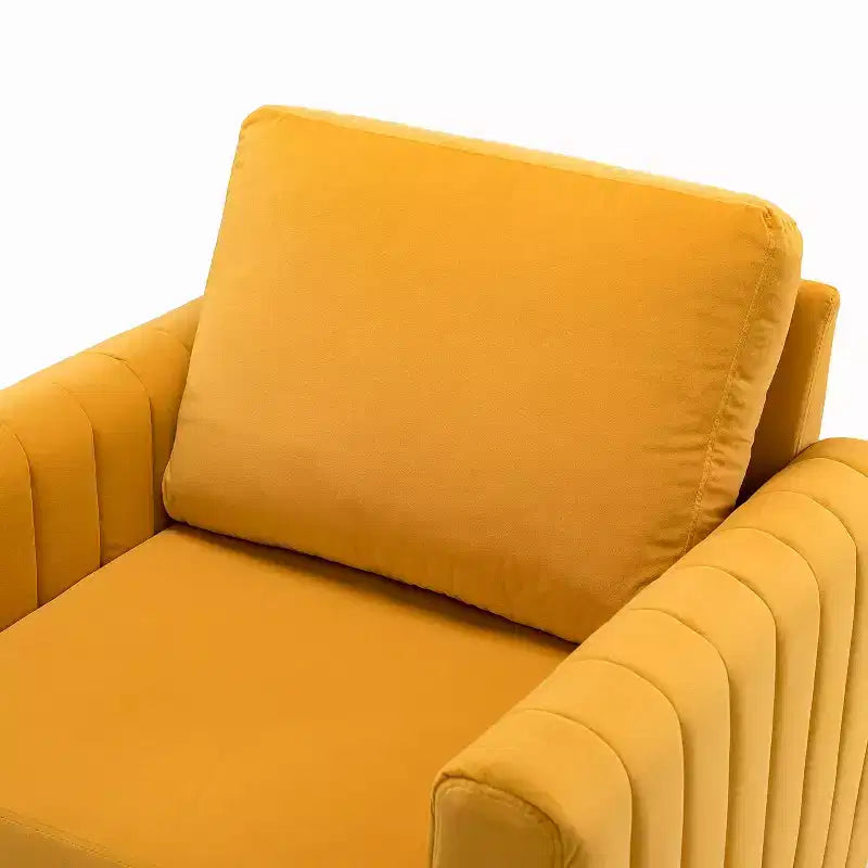 Fauteuil de club contemporain rembourré en bois capitonné avec pieds en métal pour chambre à coucher