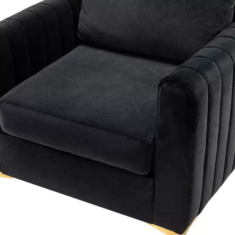 Fauteuil de club contemporain rembourré en bois capitonné avec pieds en métal pour chambre à coucher