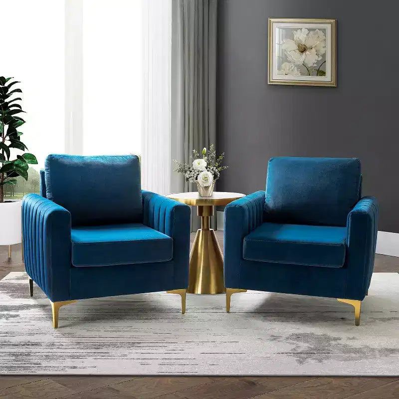 Fauteuil de club contemporain rembourré en bois capitonné avec pieds en métal pour chambre à coucher