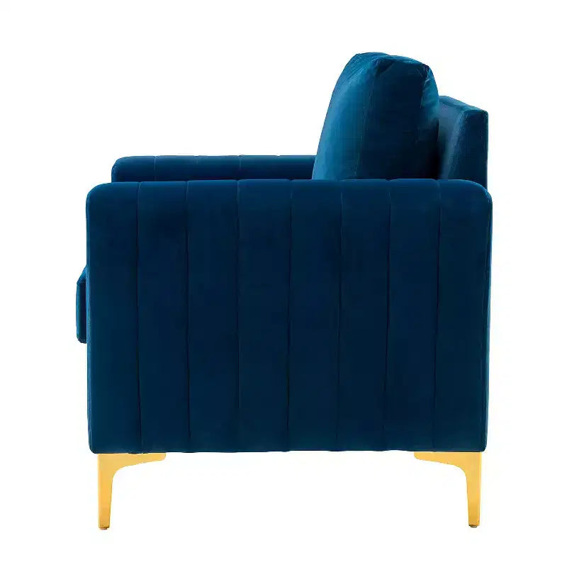 Fauteuil de club contemporain rembourré en bois capitonné avec pieds en métal pour chambre à coucher