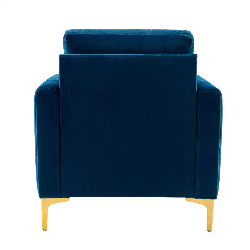 Fauteuil de club contemporain rembourré en bois capitonné avec pieds en métal pour chambre à coucher