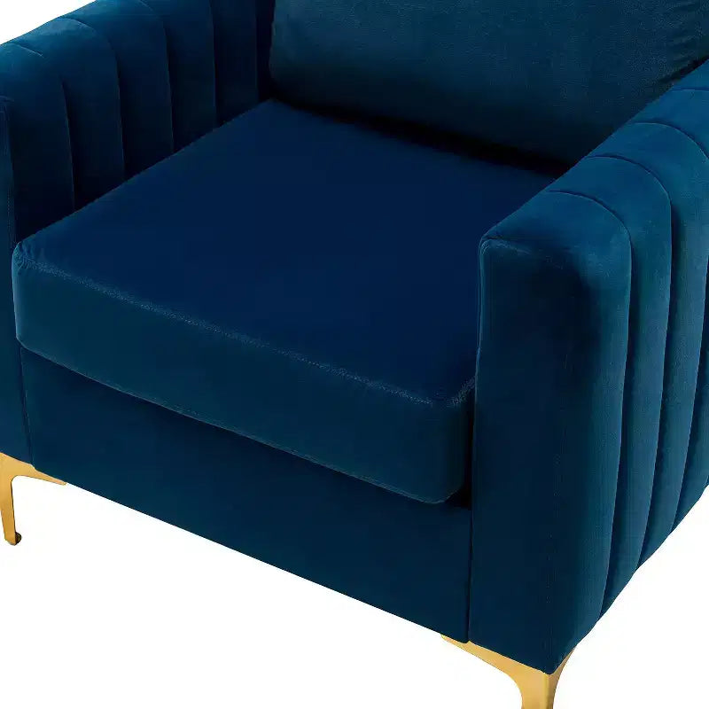 Fauteuil de club contemporain rembourré en bois capitonné avec pieds en métal pour chambre à coucher