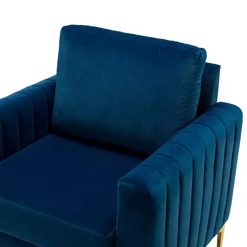 Fauteuil de club contemporain rembourré en bois capitonné avec pieds en métal pour chambre à coucher