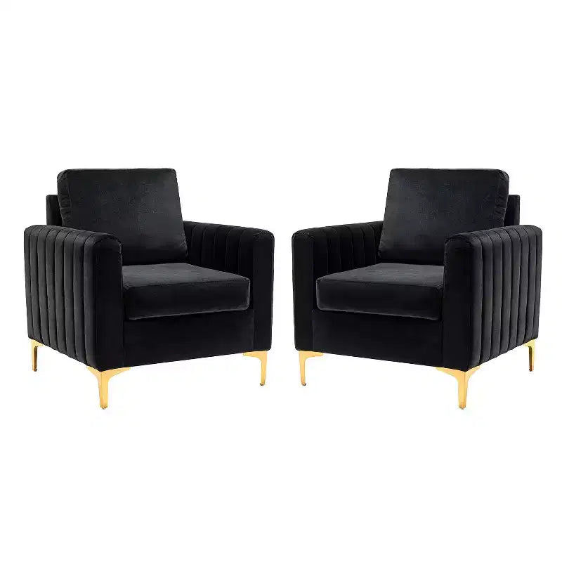 Fauteuil de club contemporain rembourré en bois capitonné avec pieds en métal pour chambre à coucher