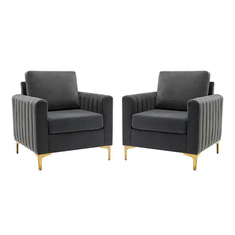 Fauteuil de club contemporain rembourré en bois capitonné avec pieds en métal pour chambre à coucher