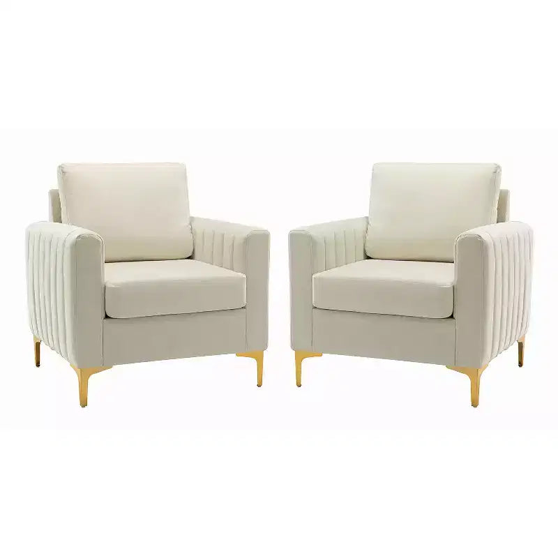 Set of 2 Iapygia Contemporary Tufted Wooden Upholstered Club Chair with Metal Legs for Bedroom Club Chair| ART OF LIVING DESIGNS