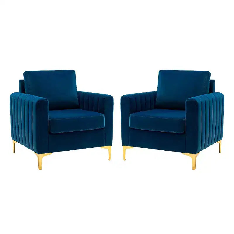 Fauteuil de club contemporain rembourré en bois capitonné avec pieds en métal pour chambre à coucher