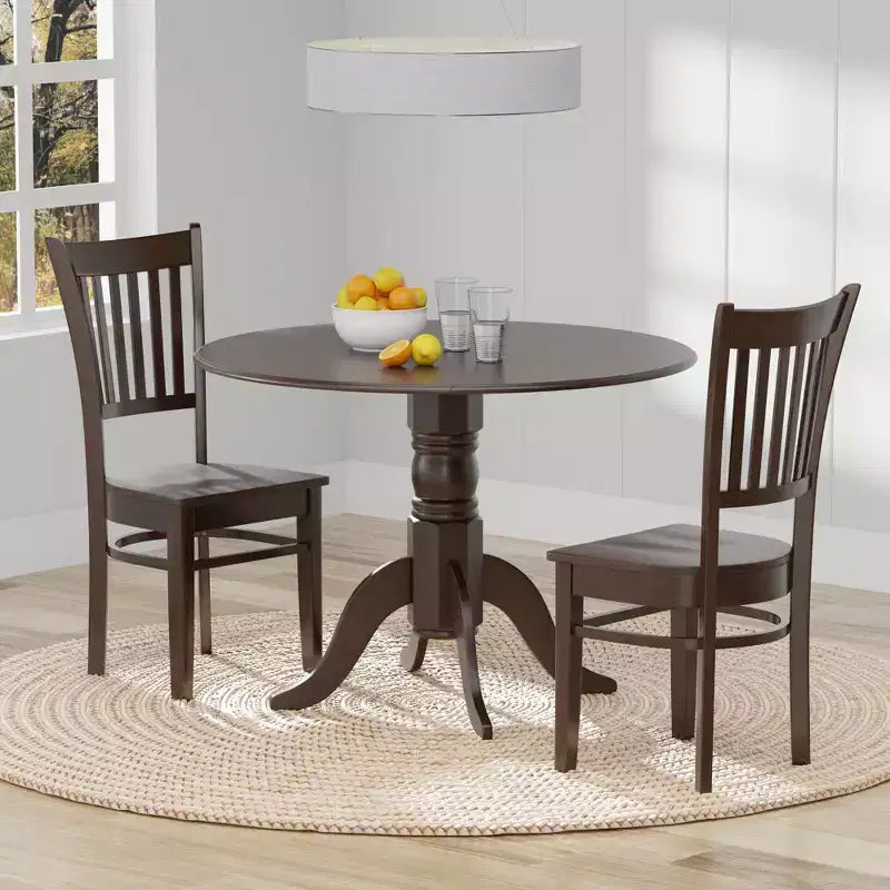 Glenwillow Home 42 Round Double Drop-Leaf Dining Table + Spindle Back Dining Chairs Dining Set