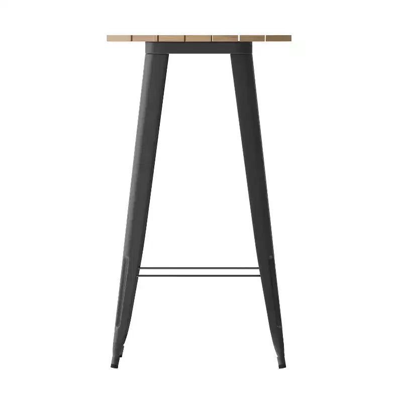 Table de bar intérieur/extérieur ronde de 23,75 po avec plateau en résine de polyéthylène résistant aux intempéries et base en acier