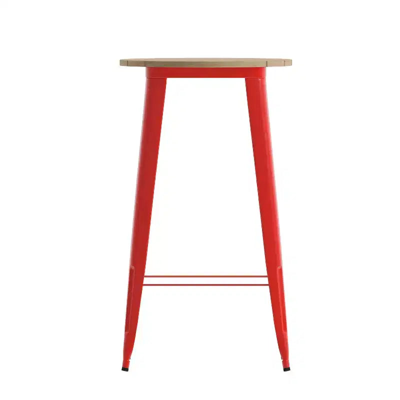 Table de bar intérieur/extérieur ronde de 23,75 po avec plateau en résine de polyéthylène résistant aux intempéries et base en acier