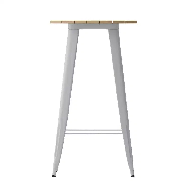 Table de bar intérieur/extérieur ronde de 23,75 po avec plateau en résine de polyéthylène résistant aux intempéries et base en acier
