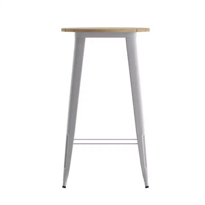 Table de bar intérieur/extérieur ronde de 23,75 po avec plateau en résine de polyéthylène résistant aux intempéries et base en acier