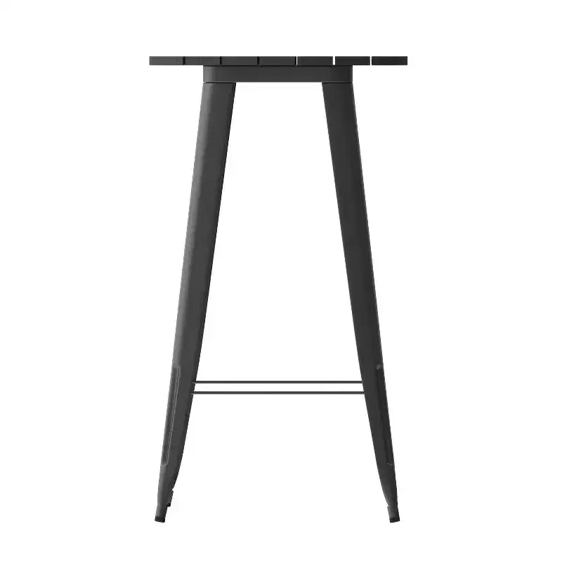 Table de bar intérieur/extérieur ronde de 23,75 po avec plateau en résine de polyéthylène résistant aux intempéries et base en acier