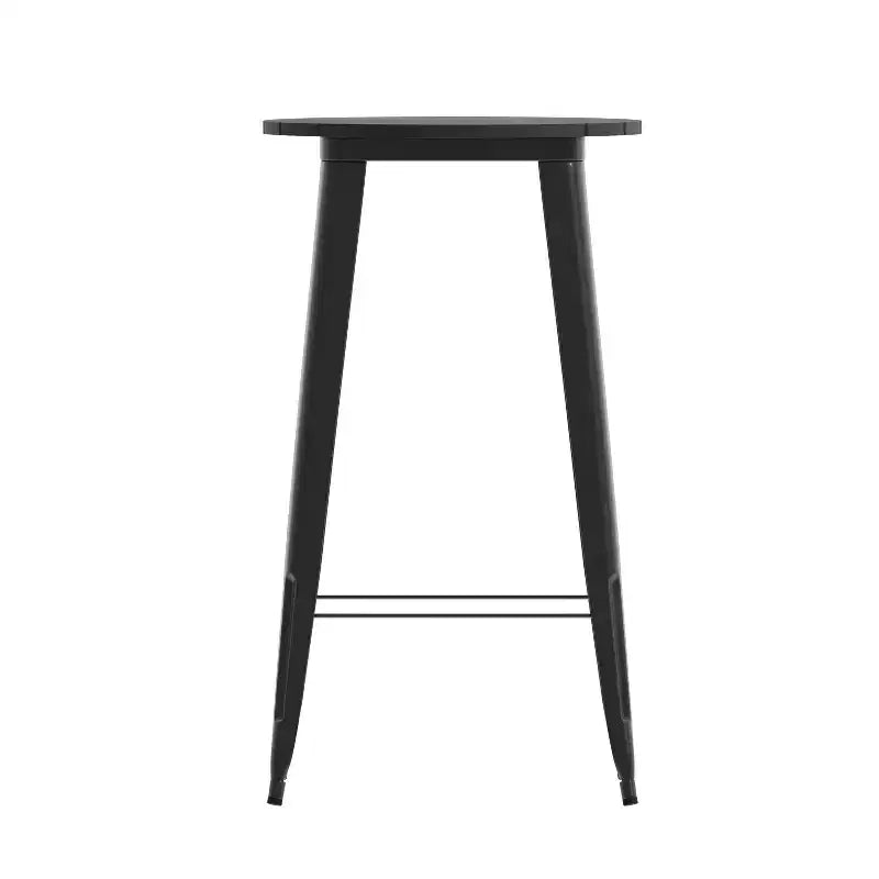 Table de bar intérieur/extérieur ronde de 23,75 po avec plateau en résine de polyéthylène résistant aux intempéries et base en acier