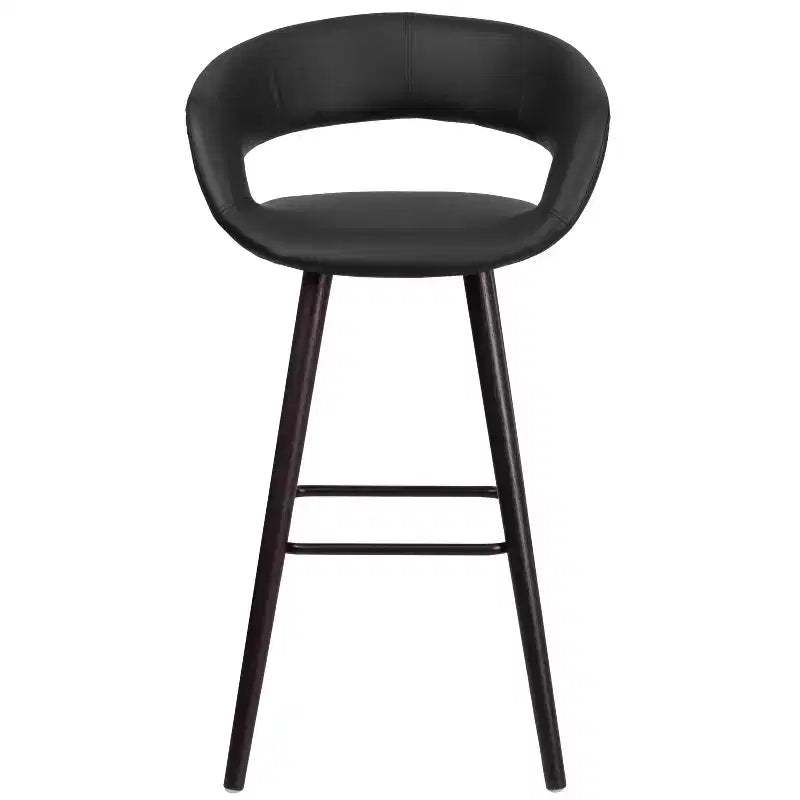 Tabouret de bar contemporain en vinyle de 29 po avec structure en bois cappuccino