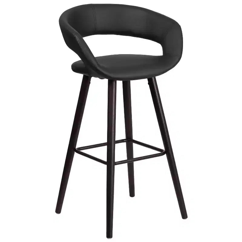 Tabouret de bar contemporain en vinyle de 29 po avec structure en bois cappuccino