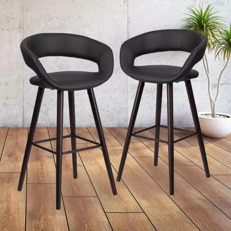 Tabouret de bar contemporain en vinyle de 29 po avec structure en bois cappuccino