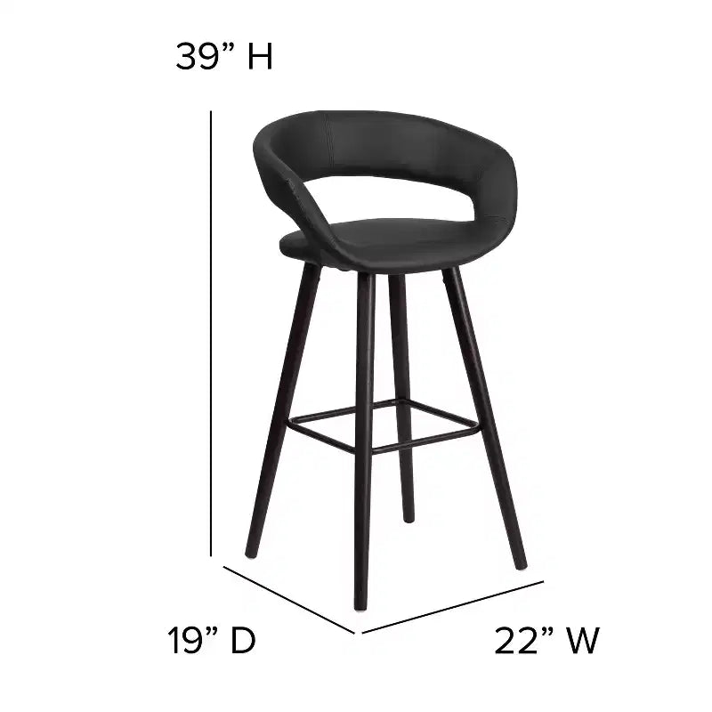 Tabouret de bar contemporain en vinyle de 29 po avec structure en bois cappuccino