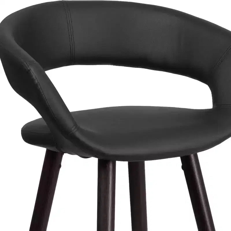 Tabouret de bar contemporain en vinyle de 29 po avec structure en bois cappuccino