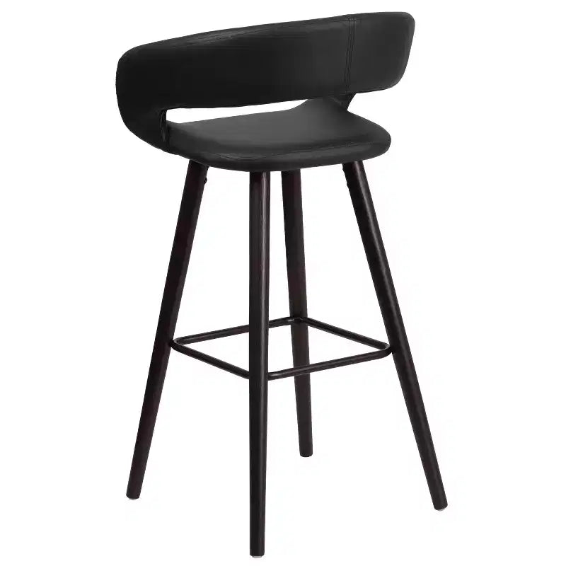 Tabouret de bar contemporain en vinyle de 29 po avec structure en bois cappuccino