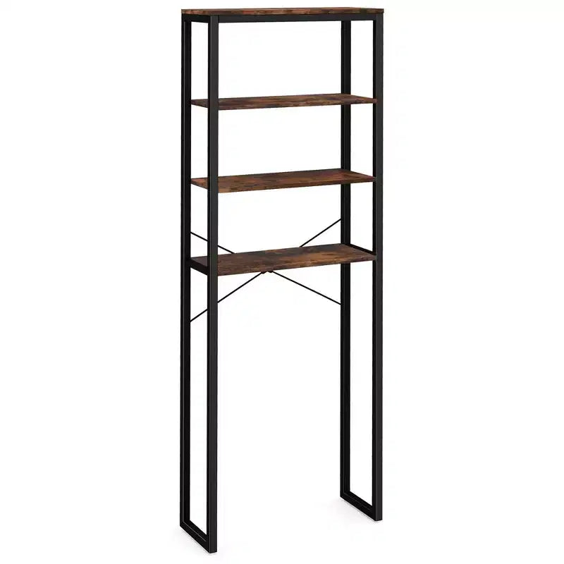 Costway 4-Tier Over the Toilet Storage Rack Freestanding Bathroom Organizer Rustic Brown