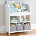 Martha Stewart Kids' Jr. Book and Bin Browser: Children's Bookshelf Toy Storage with Book Display with Fabric Bins